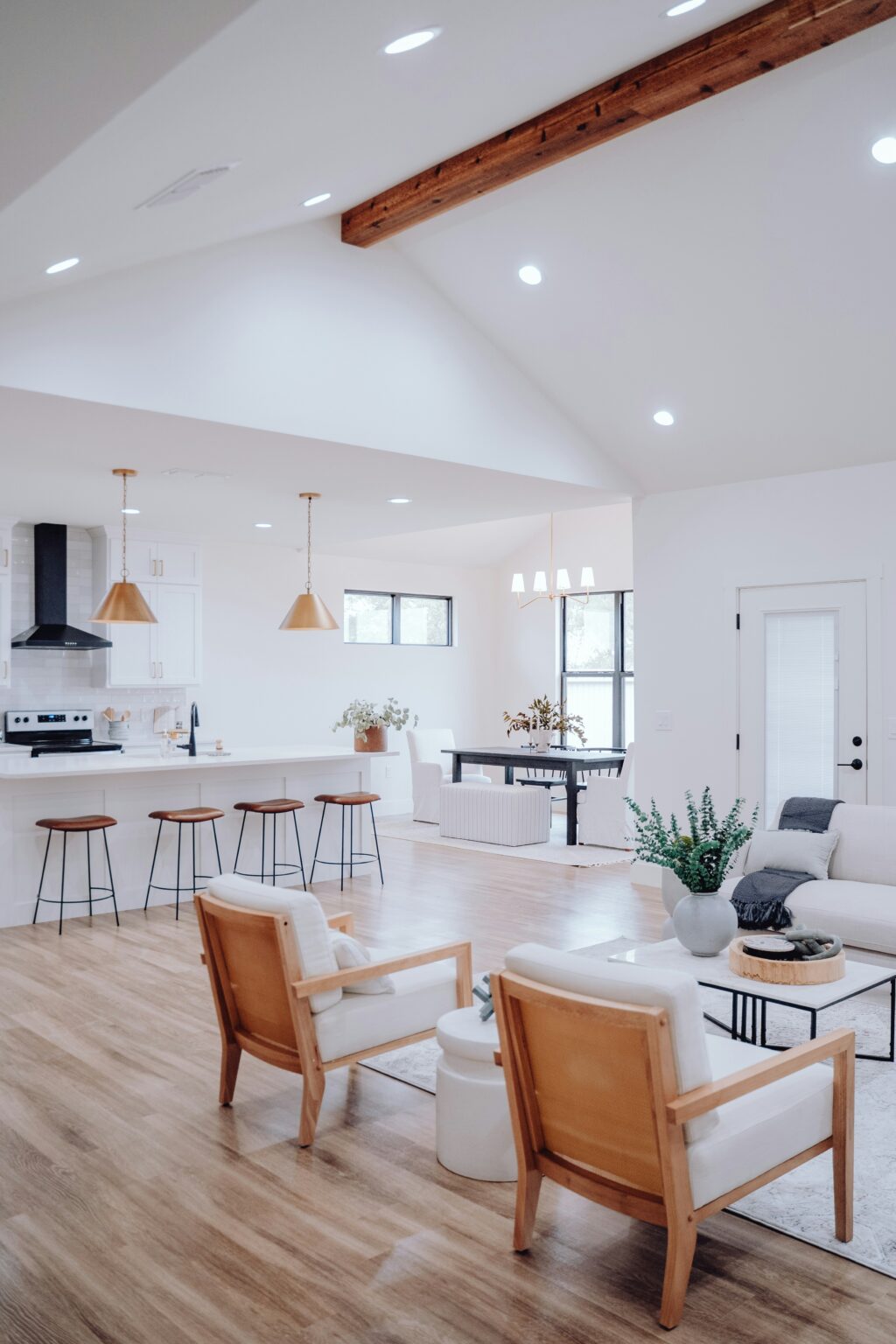 Airbnb in Kittery. Open concept kitchen, living room, and dining area