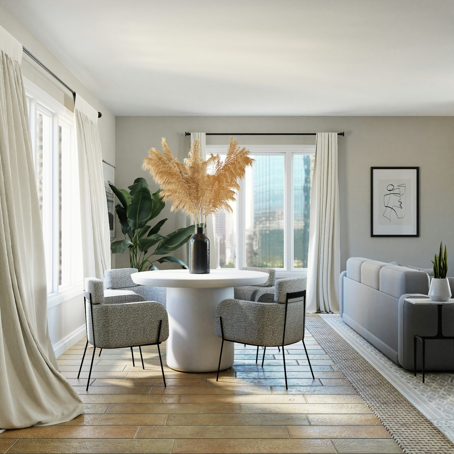 Beautiful living and dining room area with large windows. Apartment Cleaning Services in Seabrook