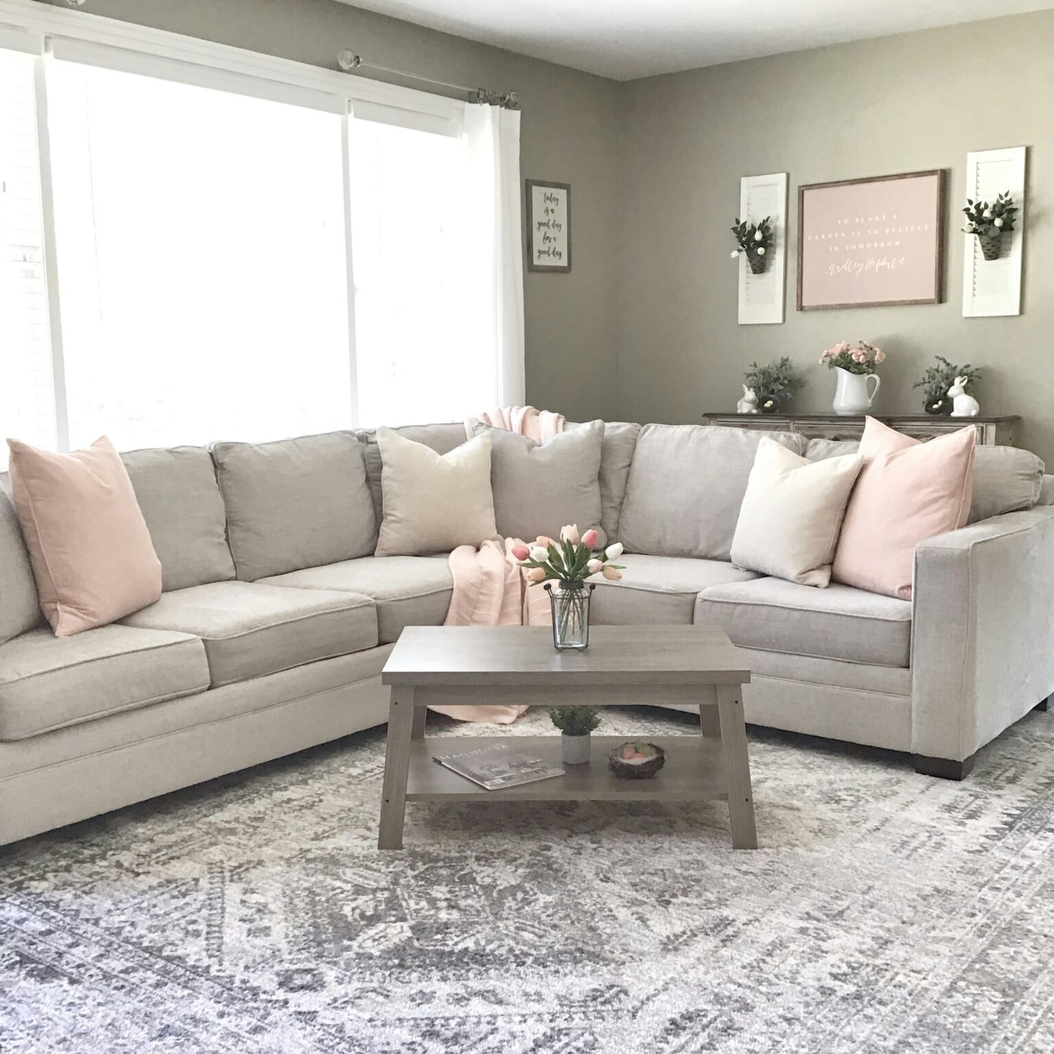 Pink-toned living room. The best deep cleaning in Durham