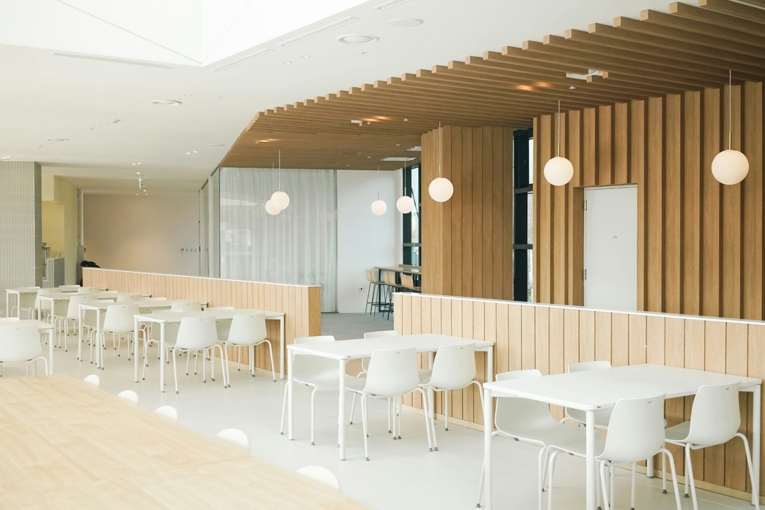 Commercial cleaning services in Seabrook. Restaurant seating area with wooden paneling.